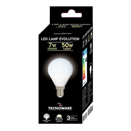 LAMPADINA LED TECNOWARE E14 7W (50W LIGHT) P45, E14, NATURAL LUCE NATURALE (4000K), 270° – FLED17284