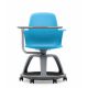 Sedia ergonomica Steelcase con tavoletta di lavoro con rotelle e porta zaino colore AZZURRO